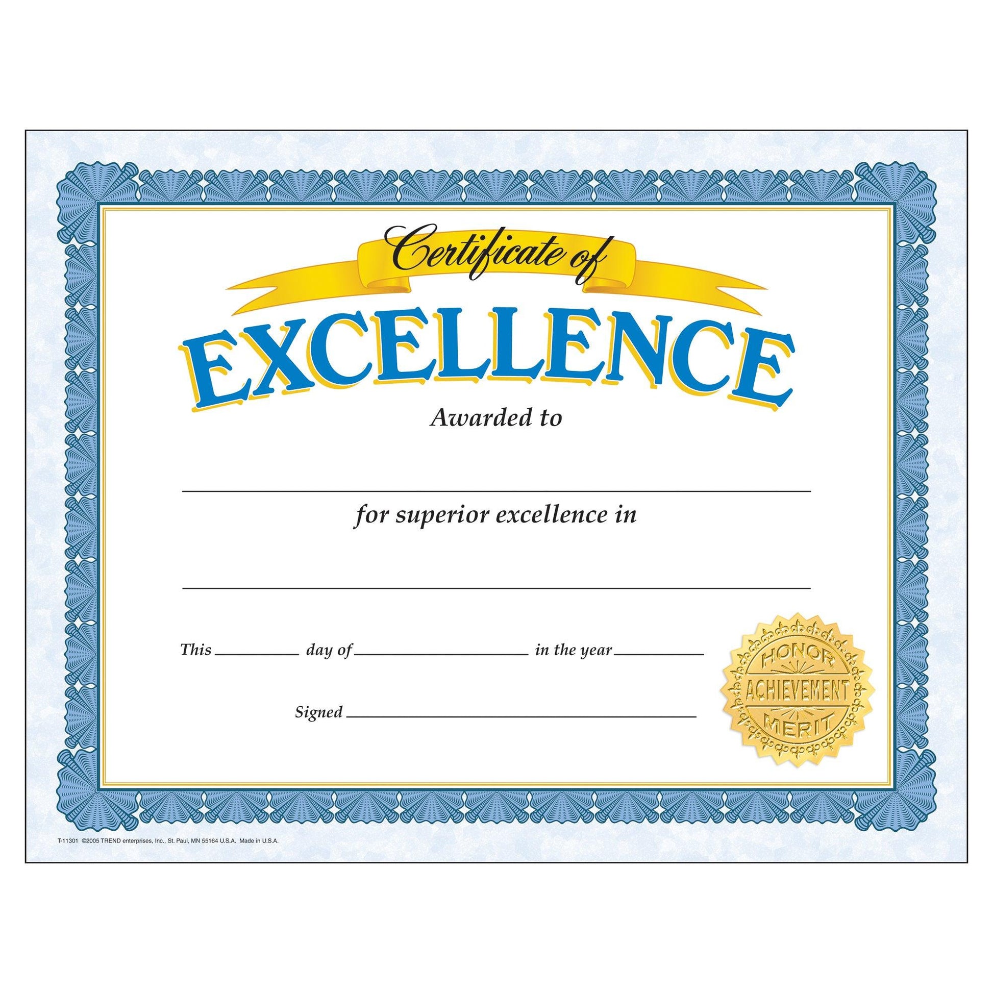 Certificate of Excellence Classic Certificates, 30 Per Pack, 6 Packs - Loomini