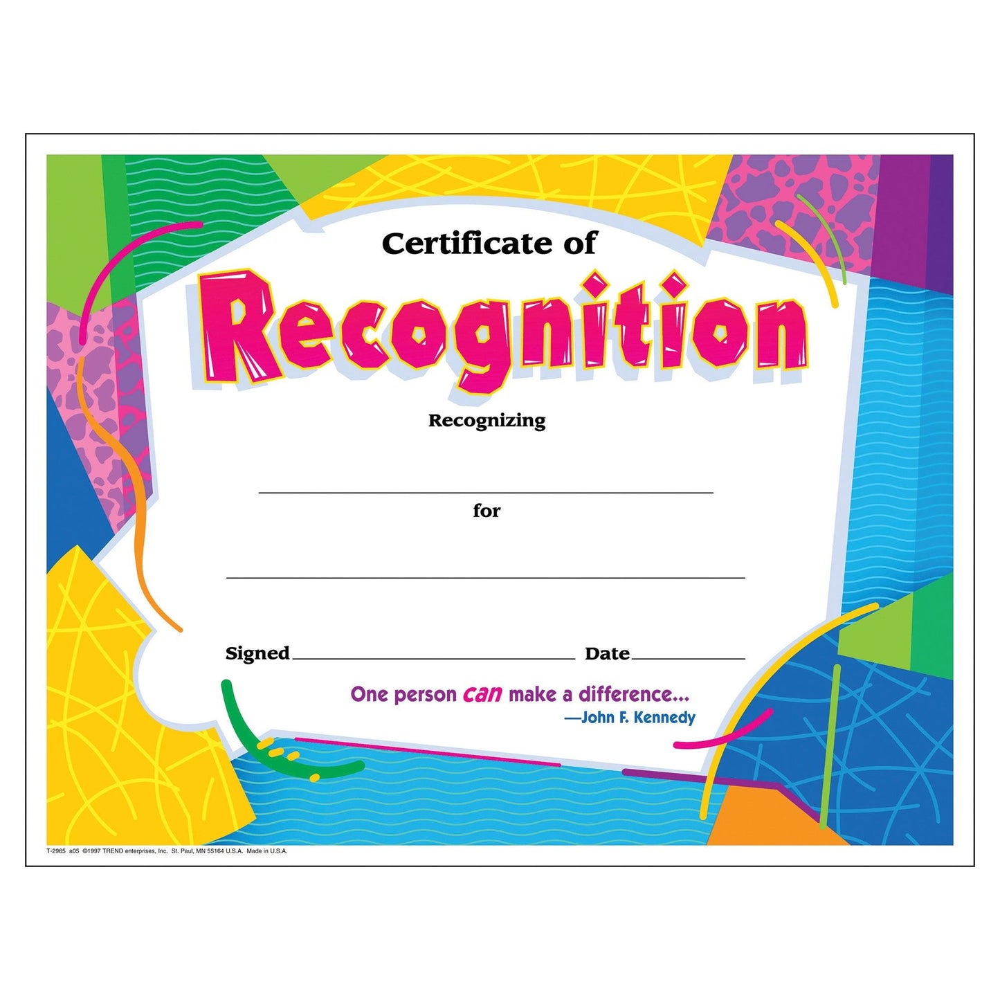 Certificate of Recognition Colorful Classics Certificates, 30 Per Pack, 6 Packs - Loomini