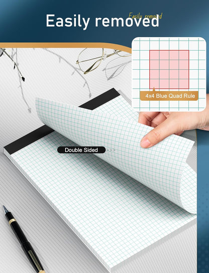 Graph Paper Pad 8.5 X 11, 2 Pack, 4X4 Graph Ruled, Grid Paper Pad 8-1/2" X 11", Blueprint Quadrille Pad, Easy Tears Off, Grid Pad Notebook 8.5 X 11, White 70 GSM Graft Paper, 30 Sheets/Pad