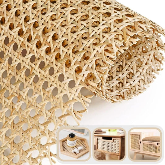 14" Width Cane Webbing Roll 3.3Ft - Versatile Rattan Material for DIY Projects and Furniture Upgrades, Ideal for Repairing and Updating Chairs & Cabinets, Premium Caning Fabric for Home Improvement