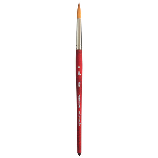 Velvetouch Round Brush, Synthetic Bristles, Short Handle Mixed Media Paintbrush, Scarlet, Size 8, 1 Count