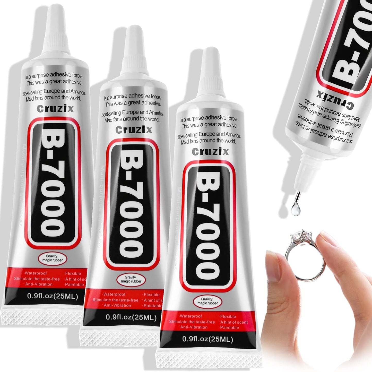 B7000 Jewelry Bead Glue for Jewelry Making, Clear 3.7 Fl Oz B7000+Plus Multipurpose Super Adhesive Glue for Rhinestone Crafts Fabric Metal Stone Nail Art Wood Glass (110 Ml/ 3.7Oz)