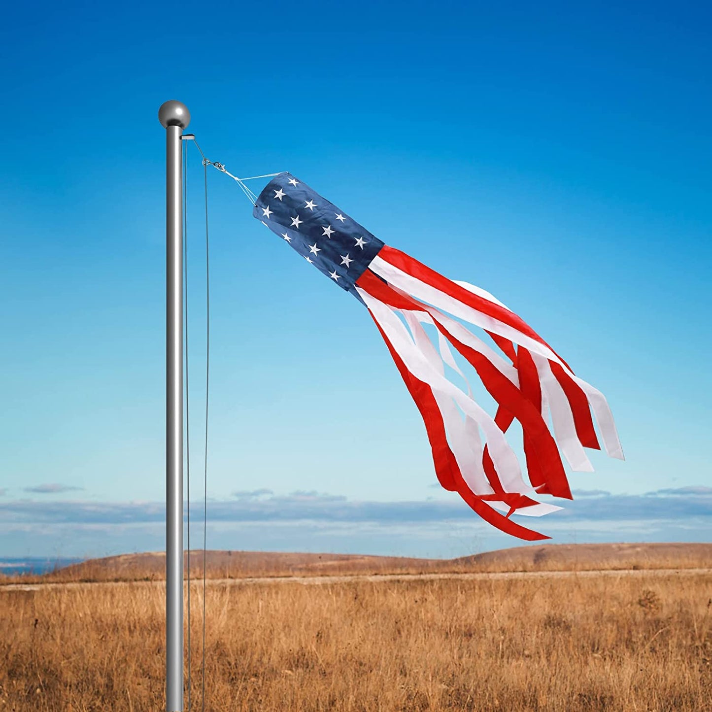 4Th of July Decorations,40 Inch American Windsock Heavy Duty,Patriotic Fourth of July Outdoor Decor, American Flag USA Windsock with Embroidered Stars,Red White and Blue Decor for Memorial Day,Outside