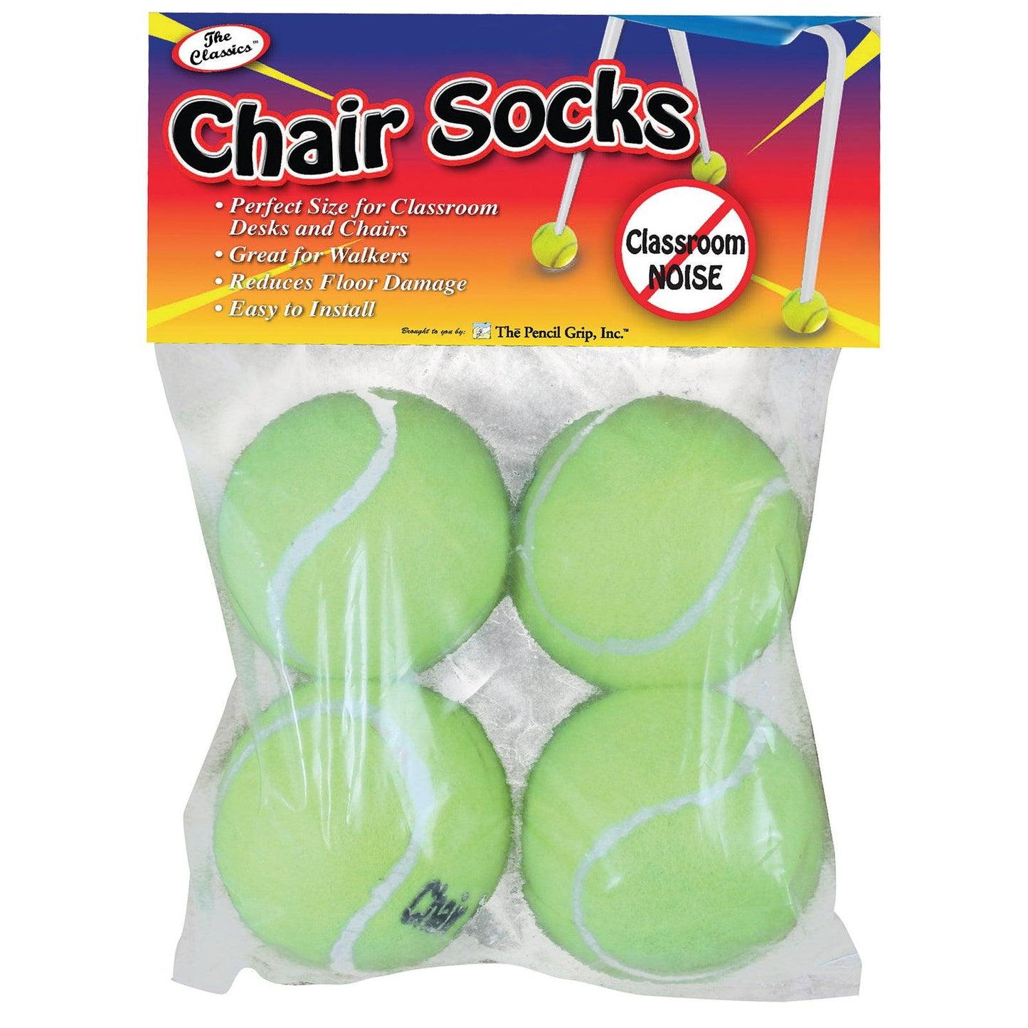 Chair Socks, Yellow, 4 Per Pack, 6 Packs - Loomini