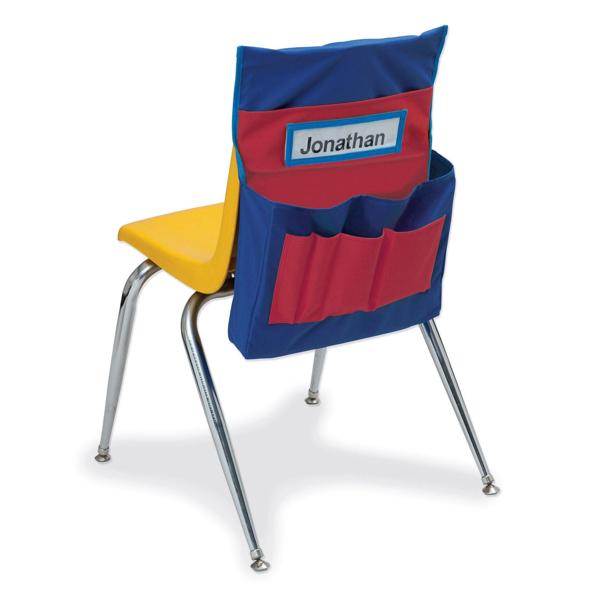 Chair Storage Pocket Chart, Blue & Red, 18-1/2"H x 14-1/2"W x 2-1/2"D, Pack of 2 - Loomini