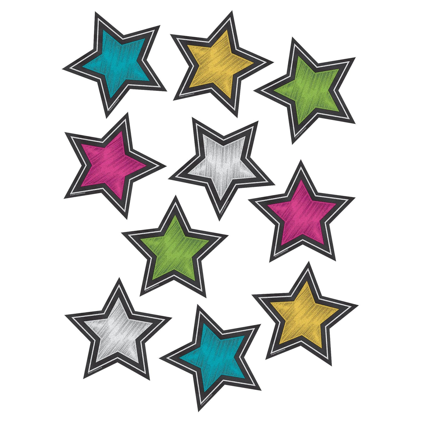 Chalkboard Brights Stars Accents, 30 Per Pack, 3 Packs - Loomini