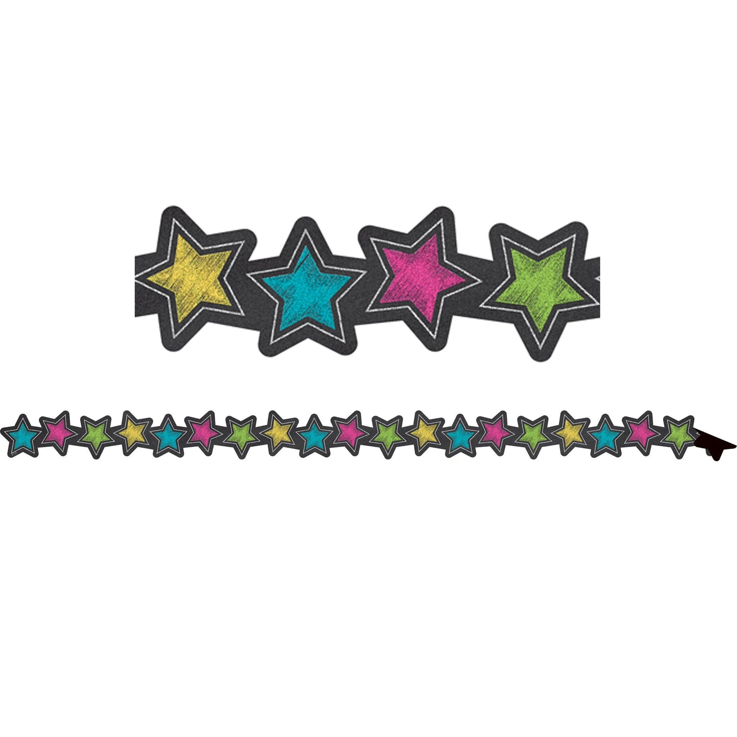 Chalkboard Brights Stars Magnetic Border, 24 Feet Per Pack, 3 Packs - Loomini