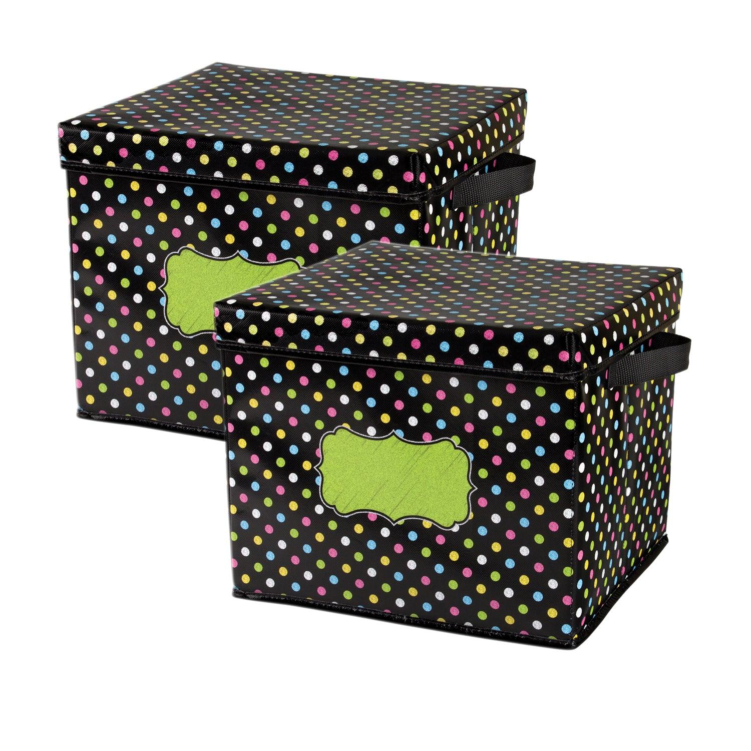 Chalkboard Brights Storage Box with Lid, Pack of 2 - Loomini