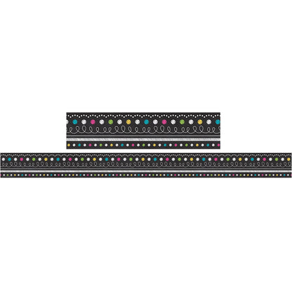 Chalkboard Brights Straight Border Trim, 35 Feet Per Pack, 6 Packs - Loomini