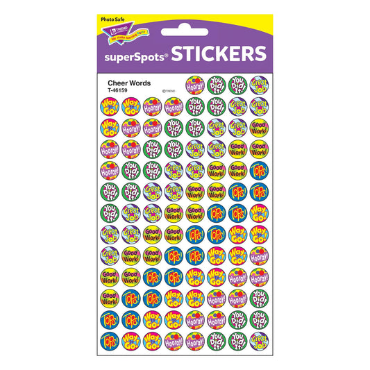 Cheer Words superSpots® Stickers, 800 Per Pack, 6 Packs - Loomini