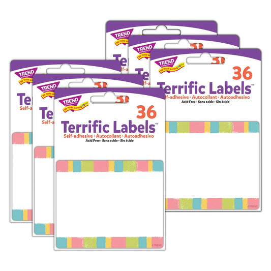 Cheerful Stripes Terrific Labels™, 36 Per Pack, 6 Packs - Loomini