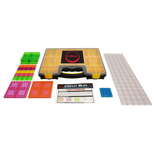 Circuit Blox Lights Starter, Circuit Board Building Blocks Classroom Set, 128 Pieces - Loomini