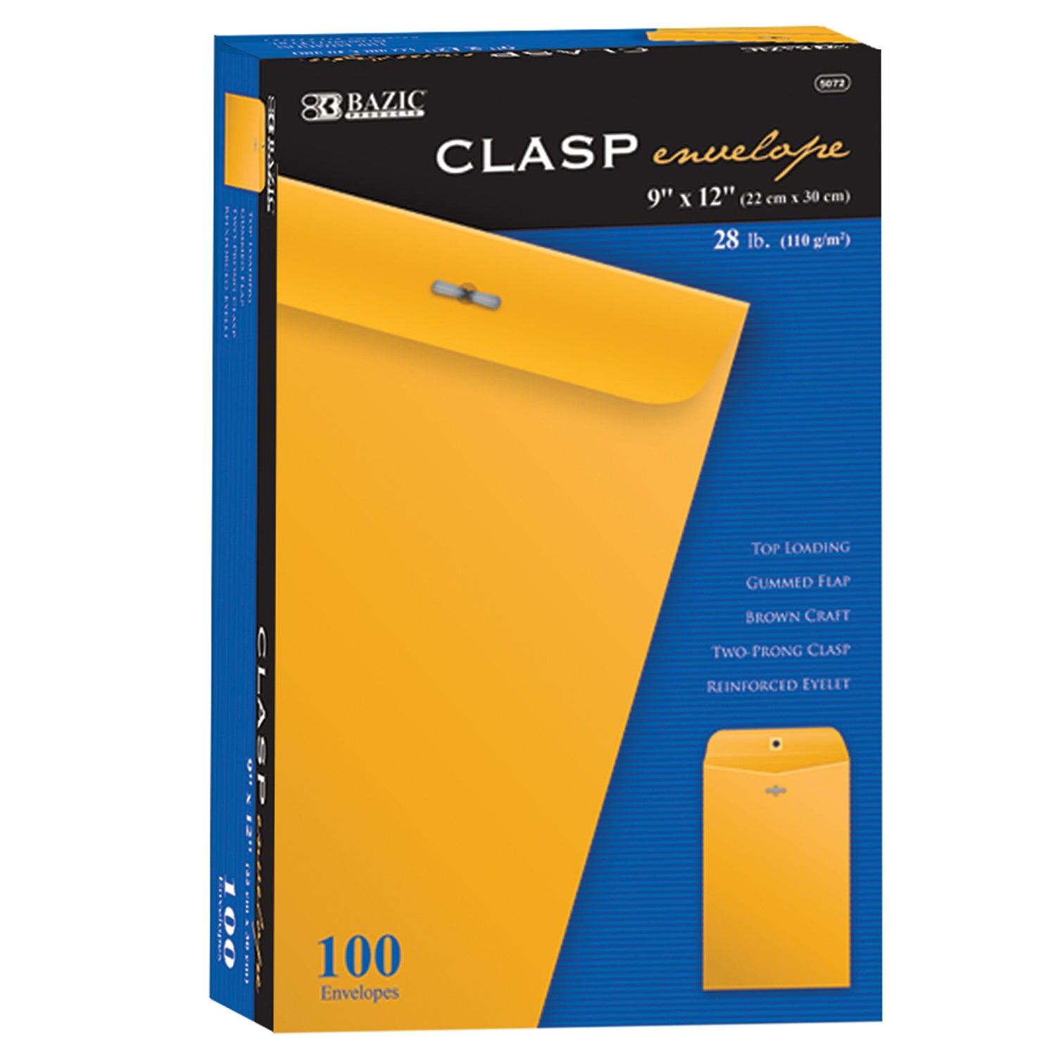 Clasp Envelopes, 9" x 12", Pack of 100 - Loomini