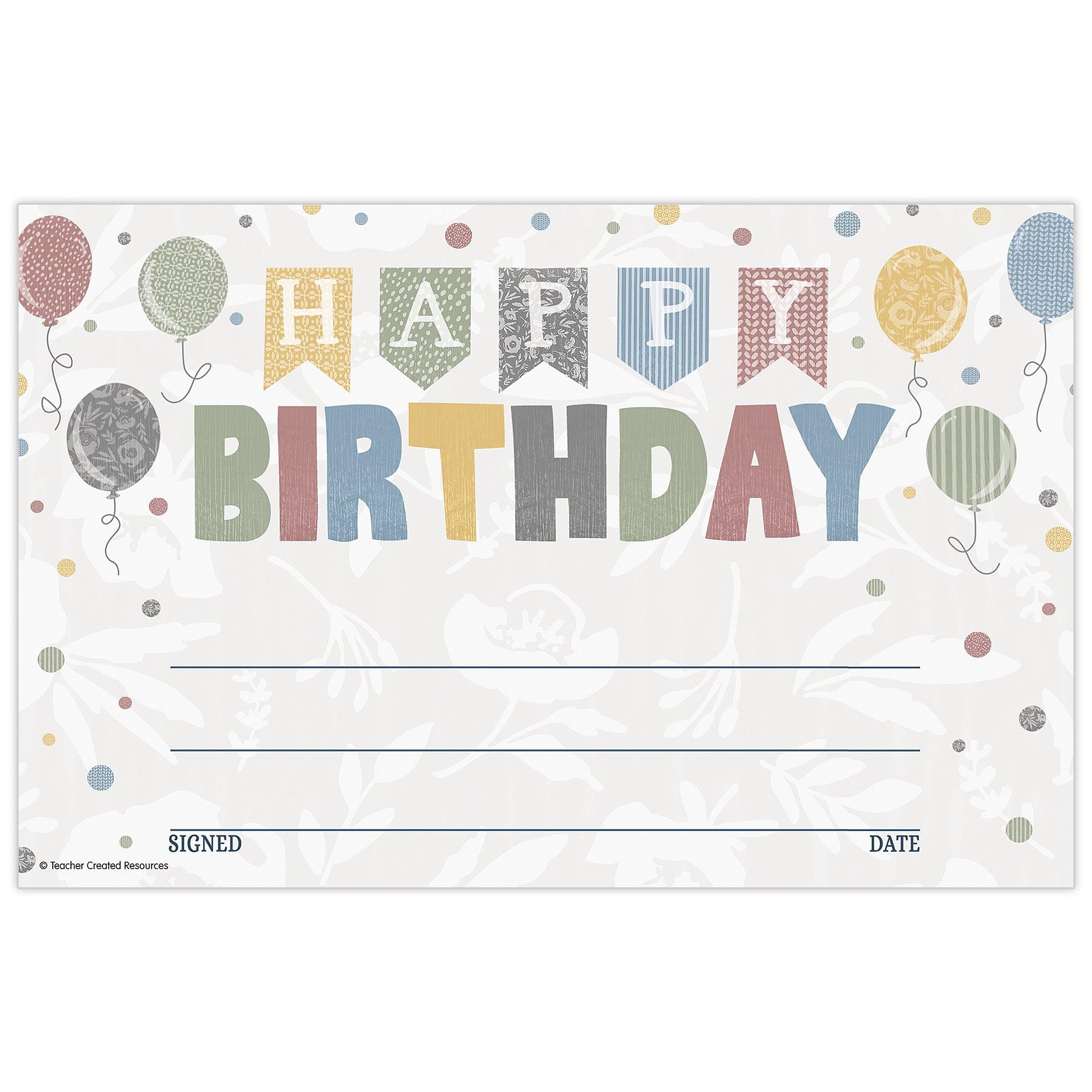 Classroom Cottage Happy Birthday Awards, 30 Per Pack, 6 Packs - Loomini