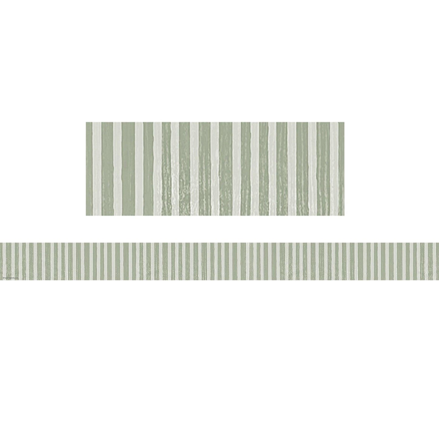 Classroom Cottage Sage Green Stripes Straight Border Trim, 35 Feet Per Pack, 6 Packs - Loomini