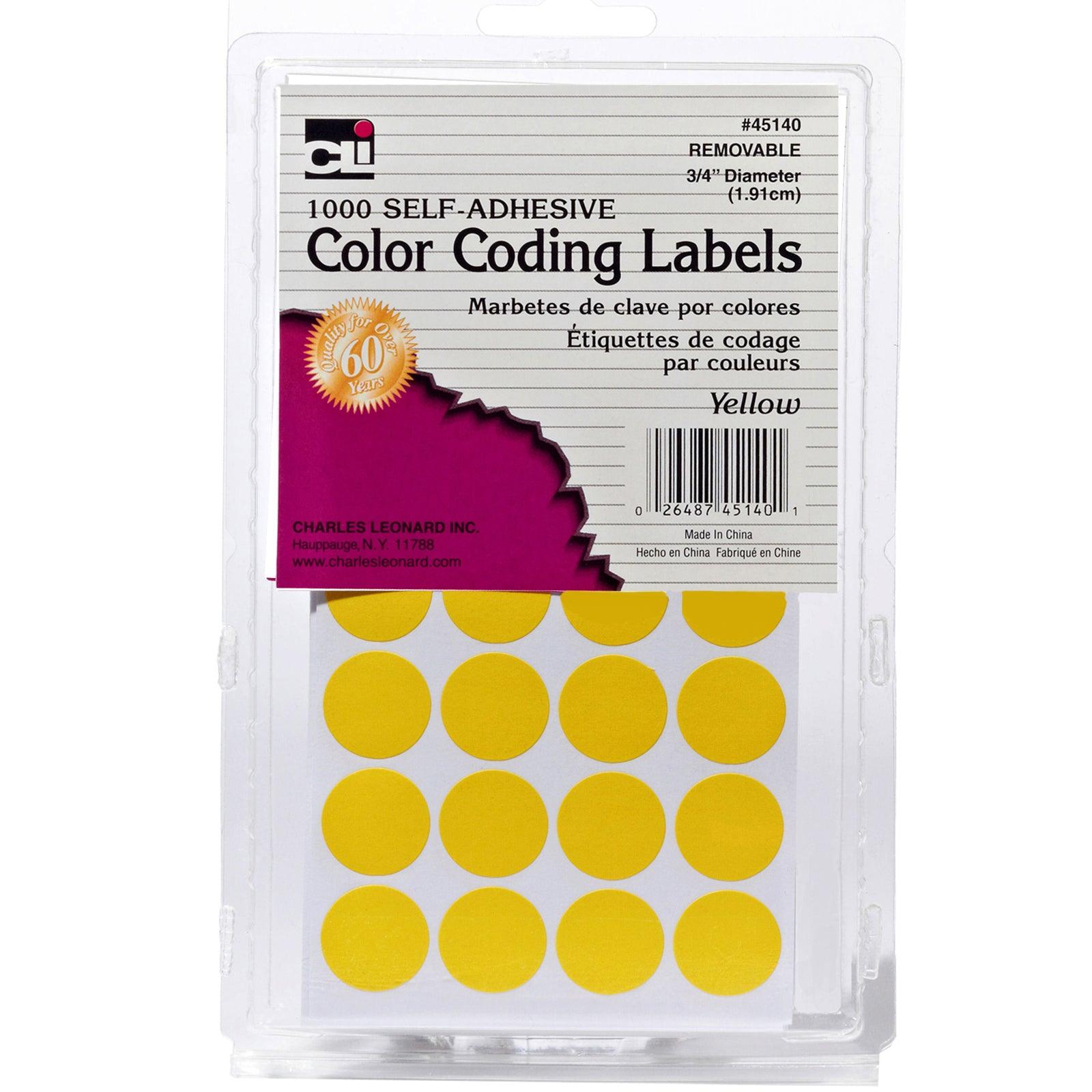 Color Coding Labels, 3/4", Yellow, 1000 Per Pack, 12 Packs - Loomini