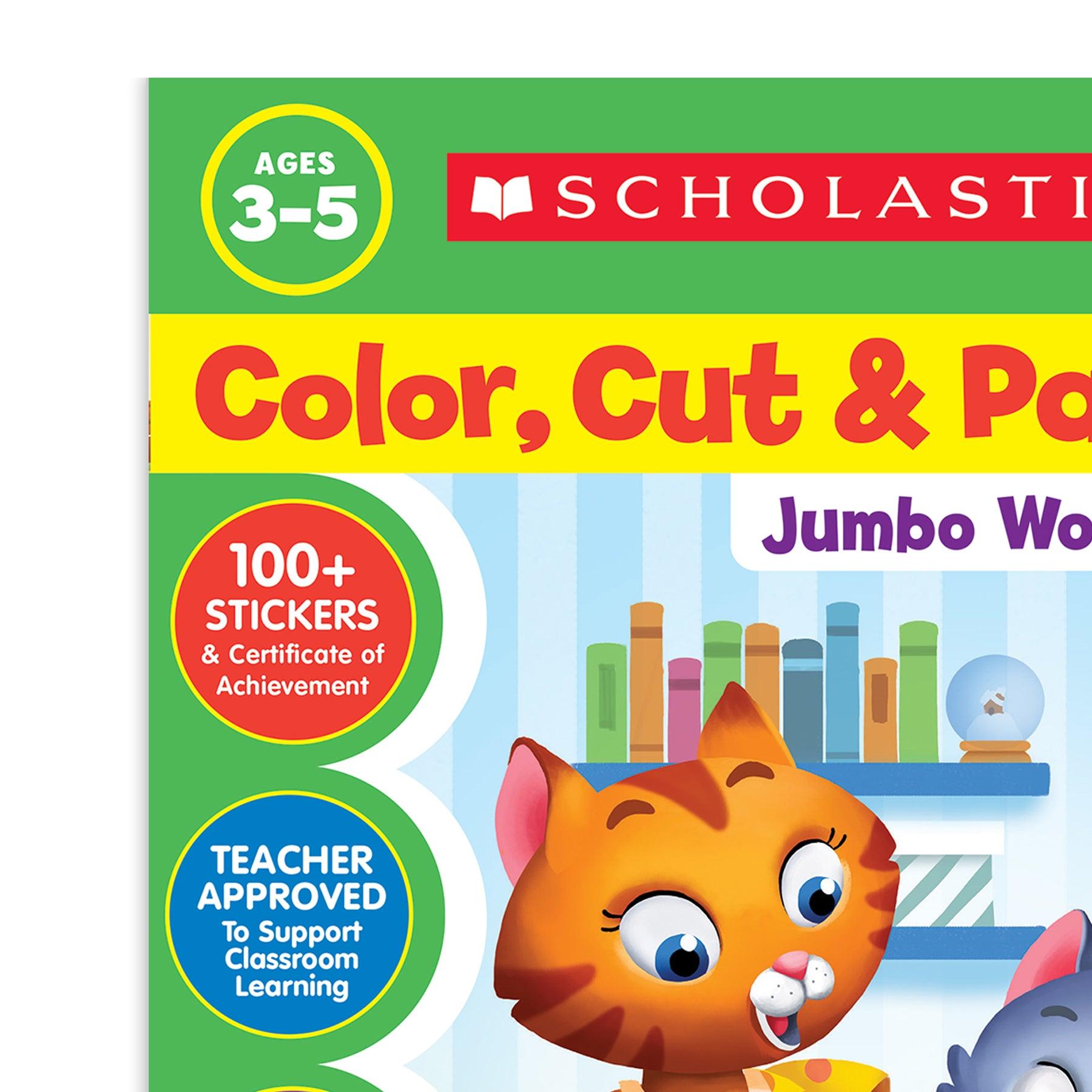 Color, Cut & Paste Jumbo Workbook, Pack of 3 - Loomini