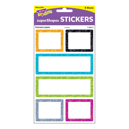 Color Harmony Painted Labels superShapes Stickers - Large, 24 Per Pack, 6 Packs - Loomini