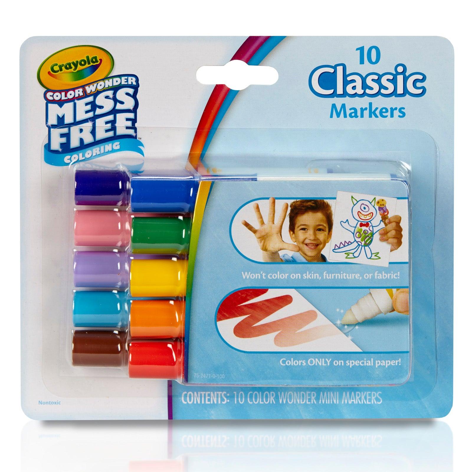 Color Wonder Mess Free Mini Markers, Classic Colors, 10 Per Pack, 3 Packs - Loomini