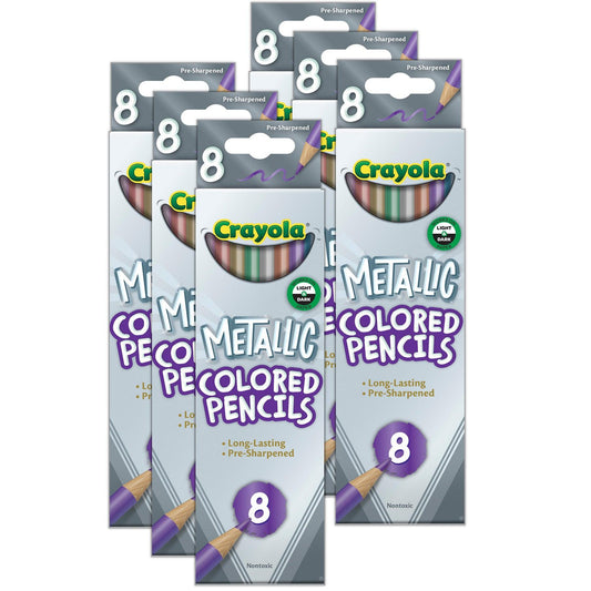 Colored Pencils, Metallic, 8 Per Pack, 6 Packs - Loomini