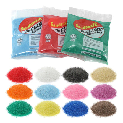 Colored Sand Classroom Pack, 1 Pound Bags, Assortment 1, Set of 12 - Loomini