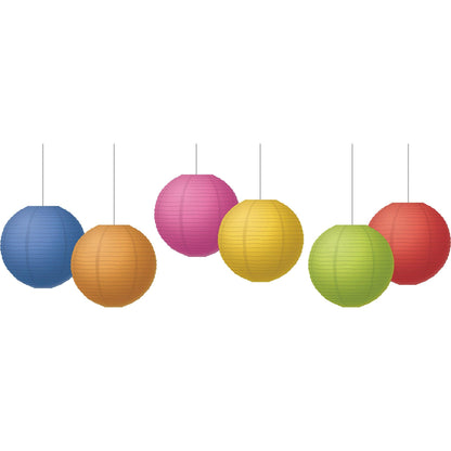 Colorful 8" Hanging Paper Lanterns, 6 Per Pack, 3 Packs - Loomini