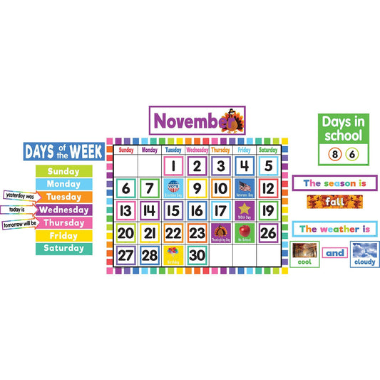 Colorful Calendar Bulletin Board Set - Loomini