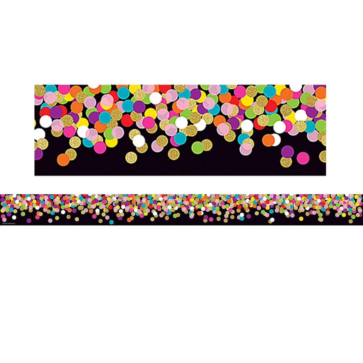 Colorful Confetti on Black Straight Border Trim, 35 Feet Per Pack, 6 Packs - Loomini