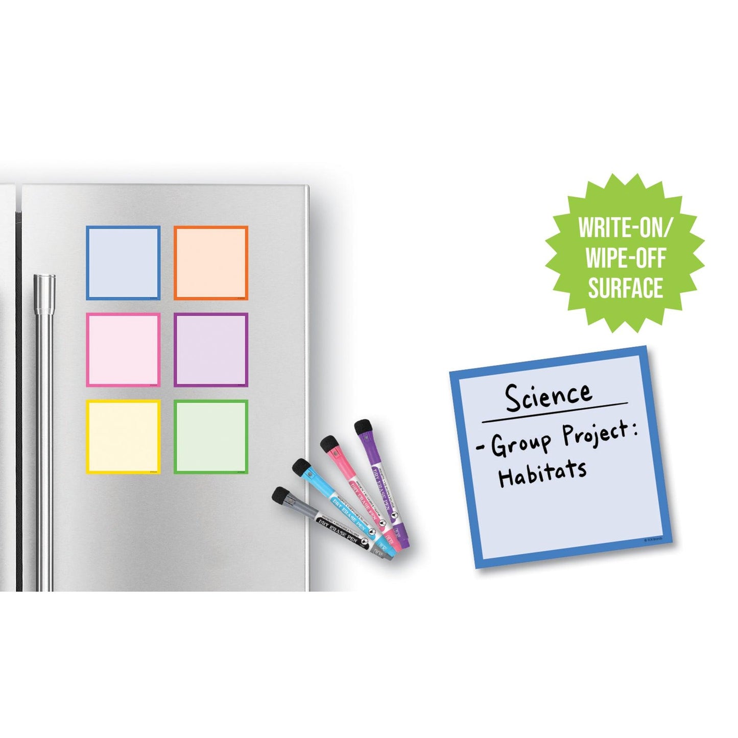 Colorful Dry-Erase Magnetic Square Notes - Loomini