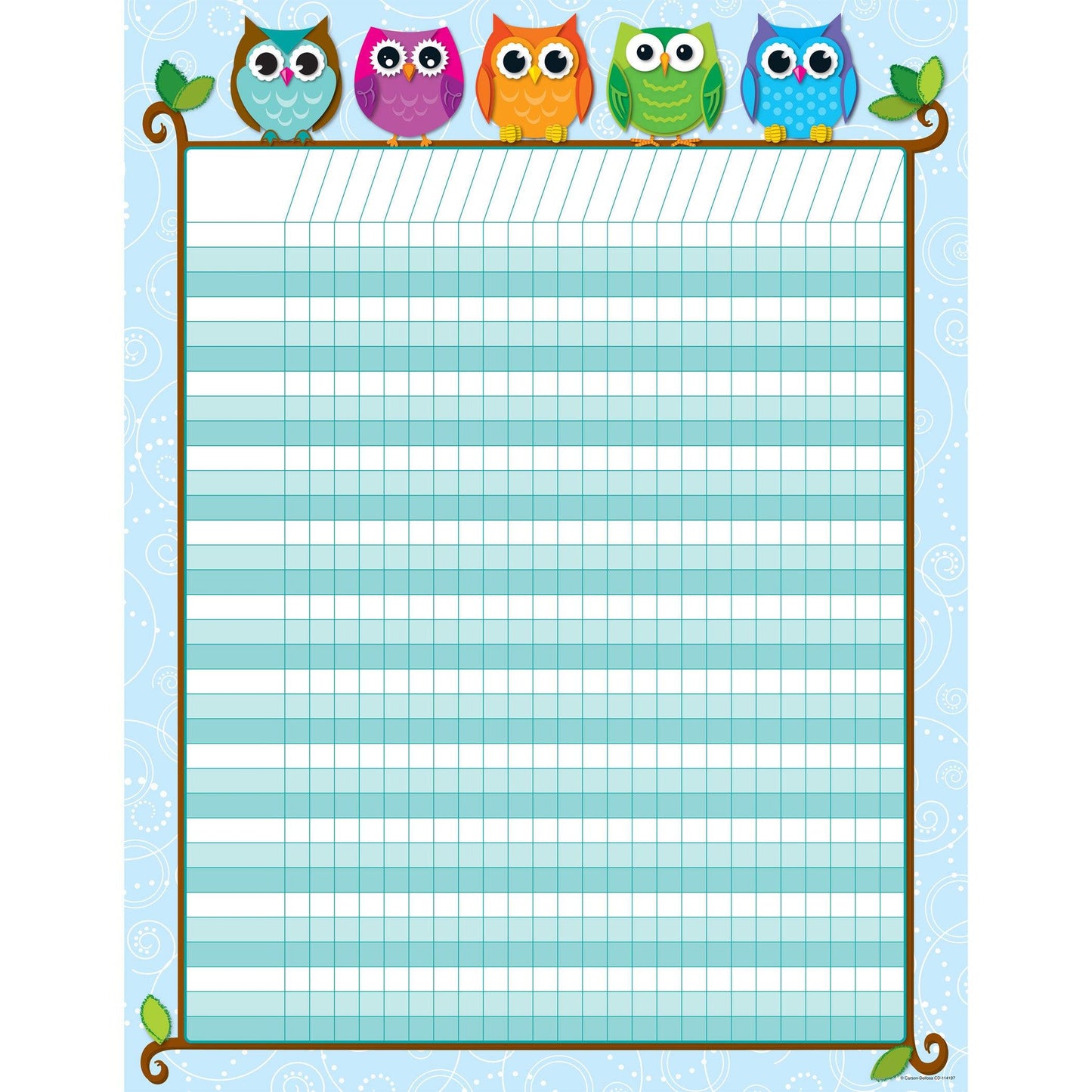 Colorful Owls Incentive Chart, Pack of 6 - Loomini