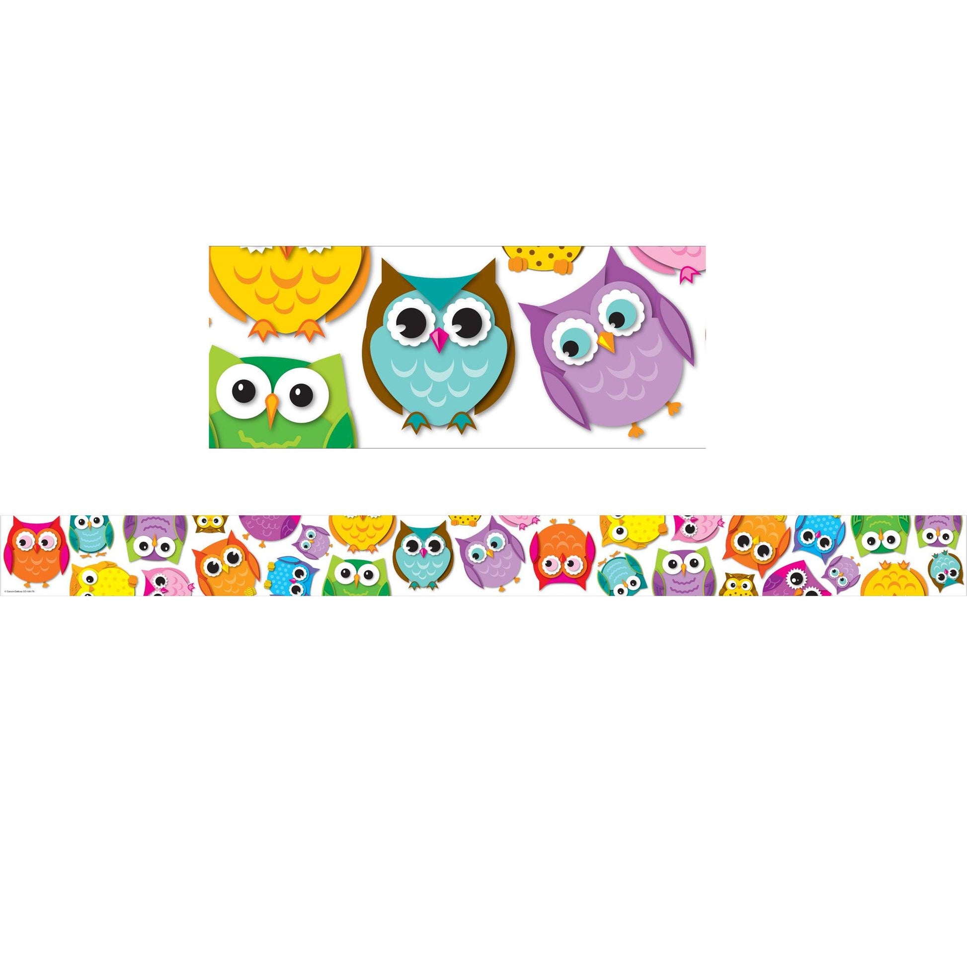 Colorful Owls Straight Border, 36 Feet Per Pack, 6 Packs - Loomini