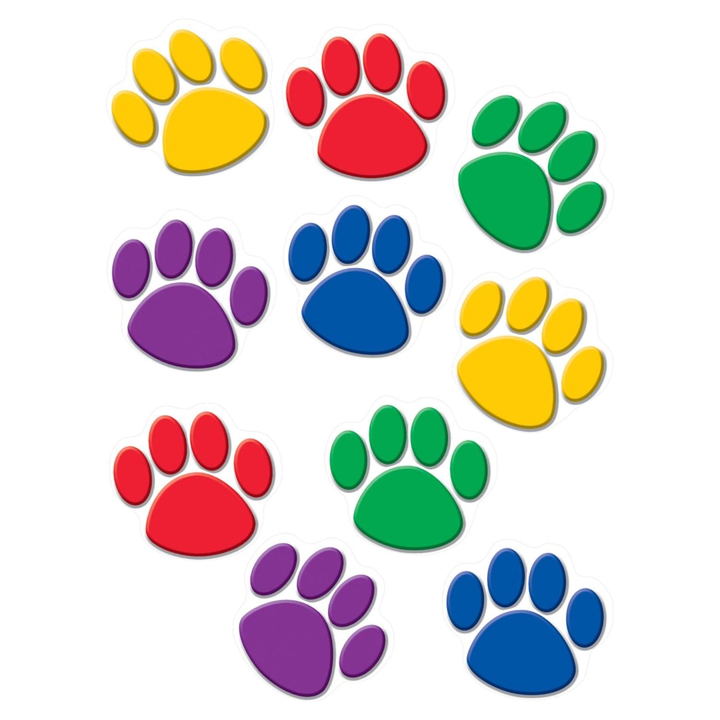 Colorful Paw Print Accents, 30 Per Pack, 3 Packs - Loomini