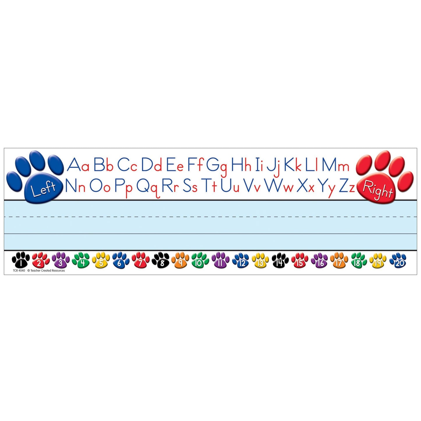 Colorful Paw Prints Left/Right Alphabet Name Plates, 36 Per Pack, 6 Packs - Loomini