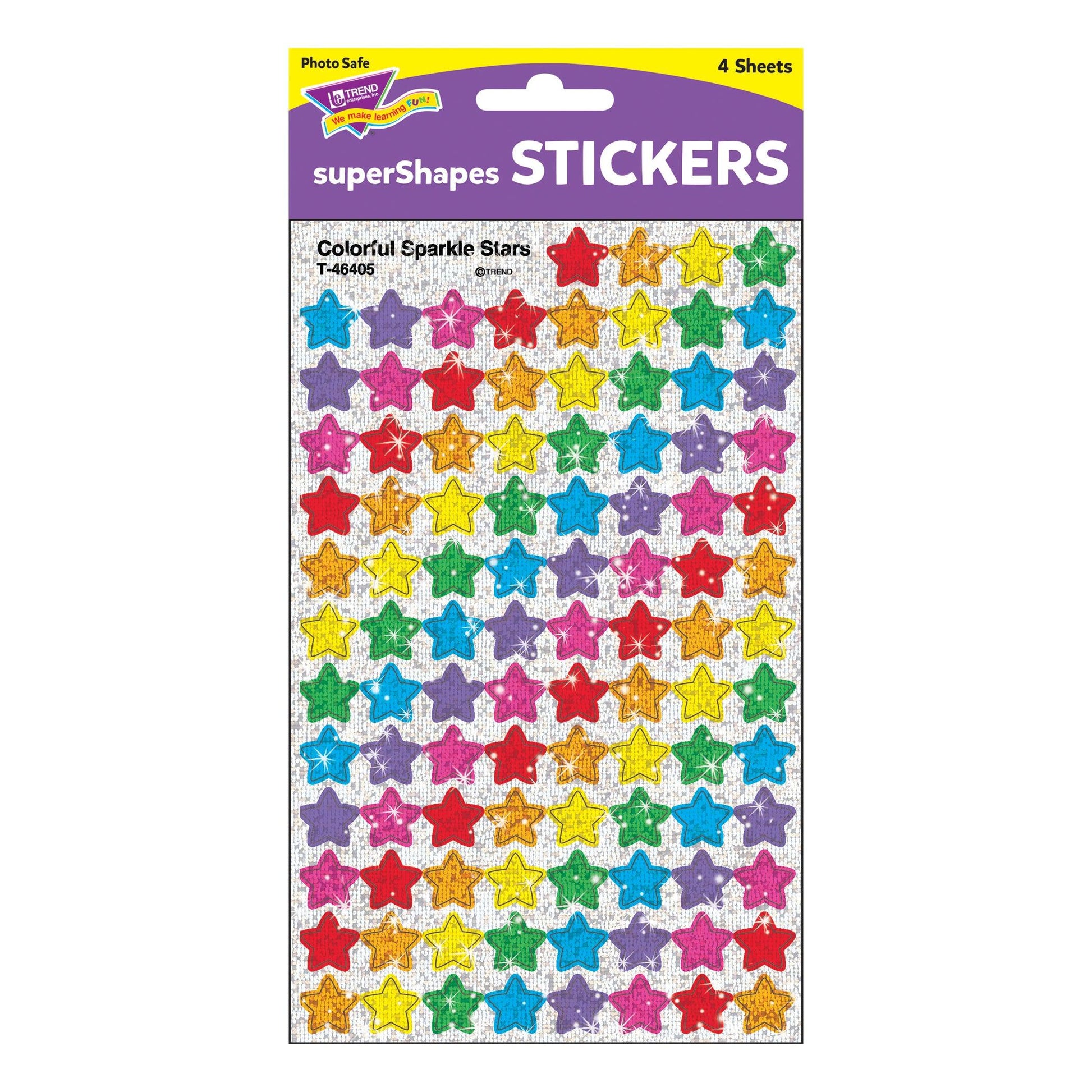 Colorful Sparkle Stars superShapes Stickers, 400 Per Pack, 6 Packs - Loomini