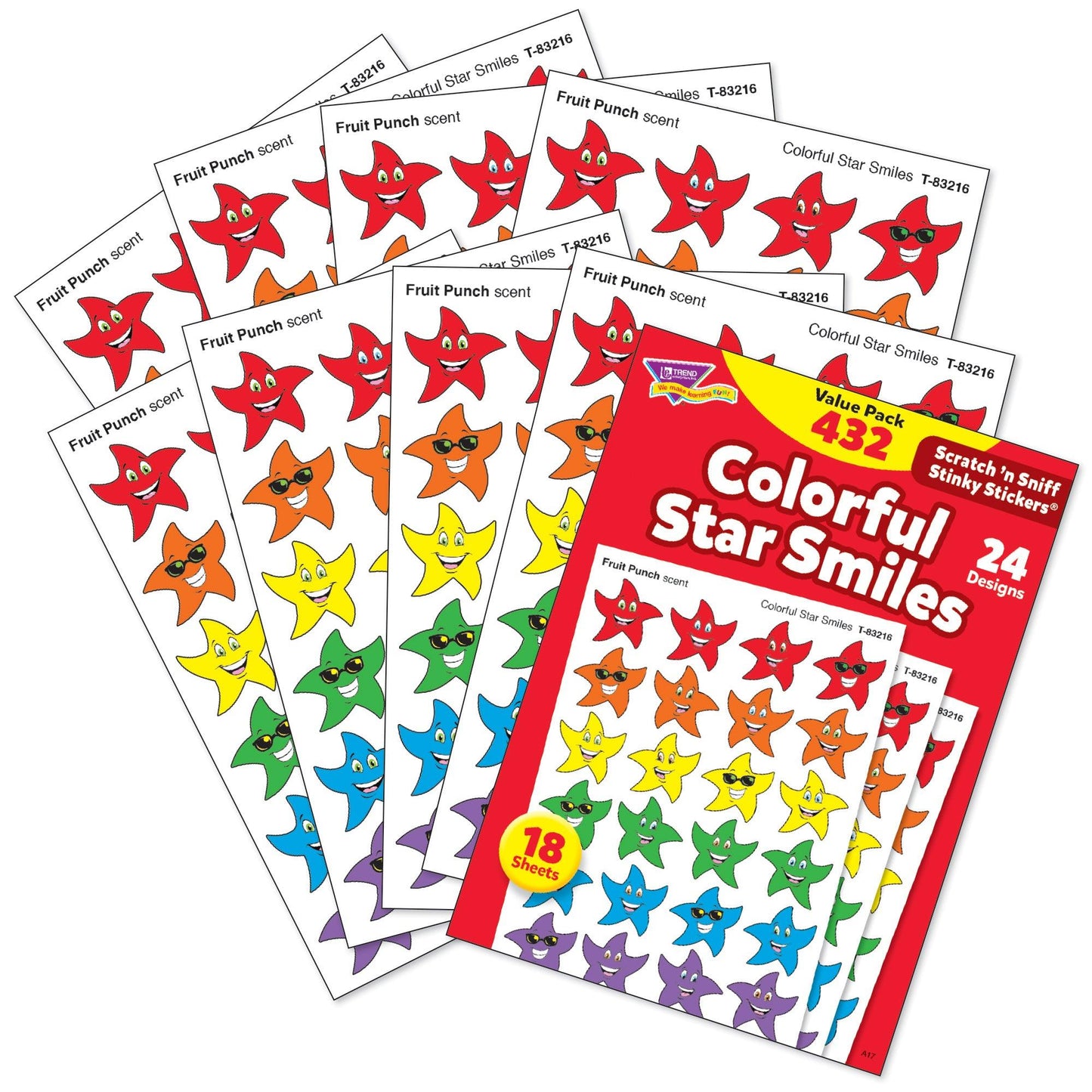 Colorful Star Smiles Stinky Stickers® Variety Pack, 432 Per Pack, 3 Packs - Loomini