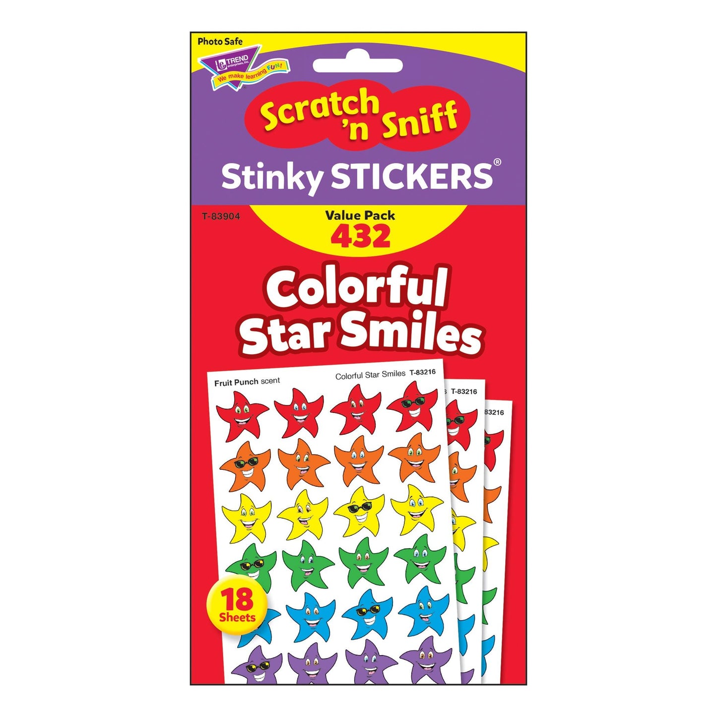 Colorful Star Smiles Stinky Stickers® Variety Pack, 432 Per Pack, 3 Packs - Loomini