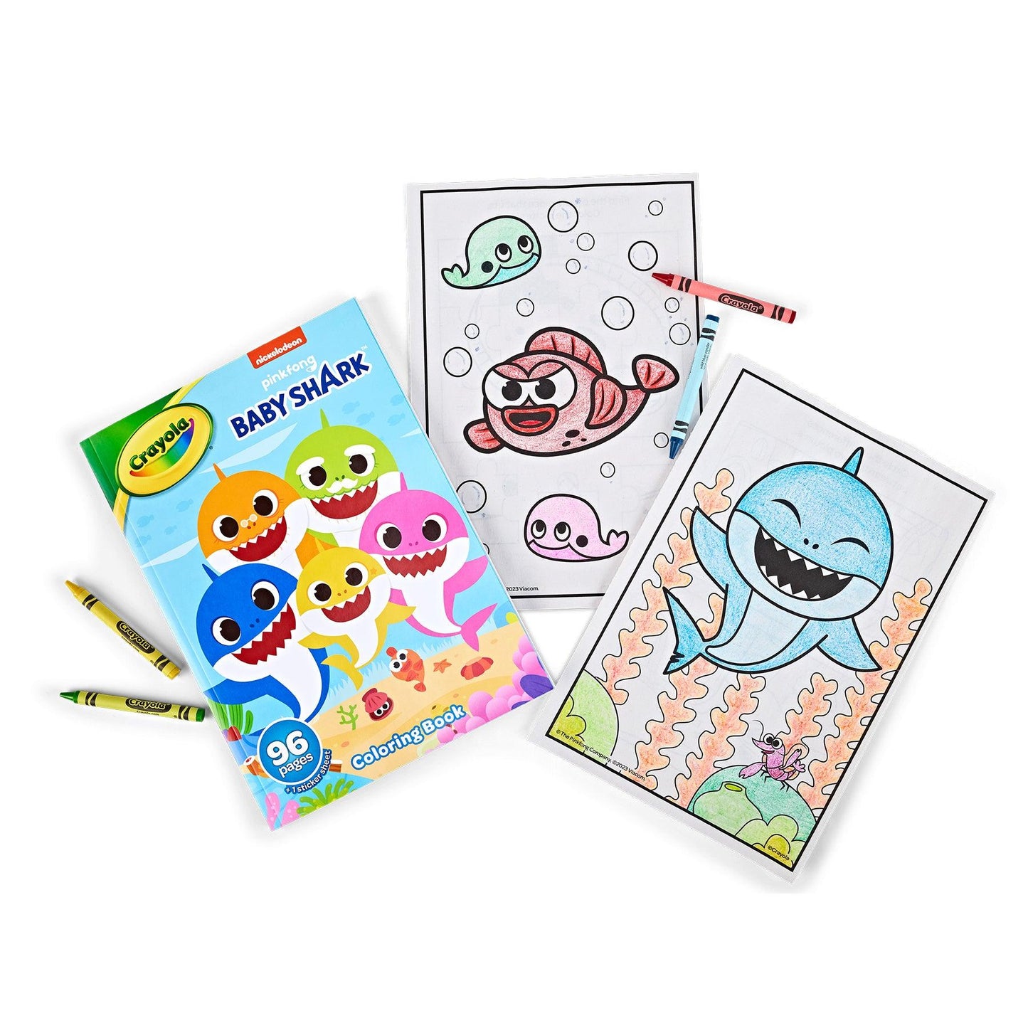 Coloring Book, Baby Shark, 96 Pages, Pack of 8 - Loomini