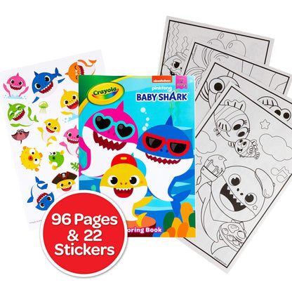 Coloring Book, Baby Shark, 96 Pages, Pack of 8 - Loomini