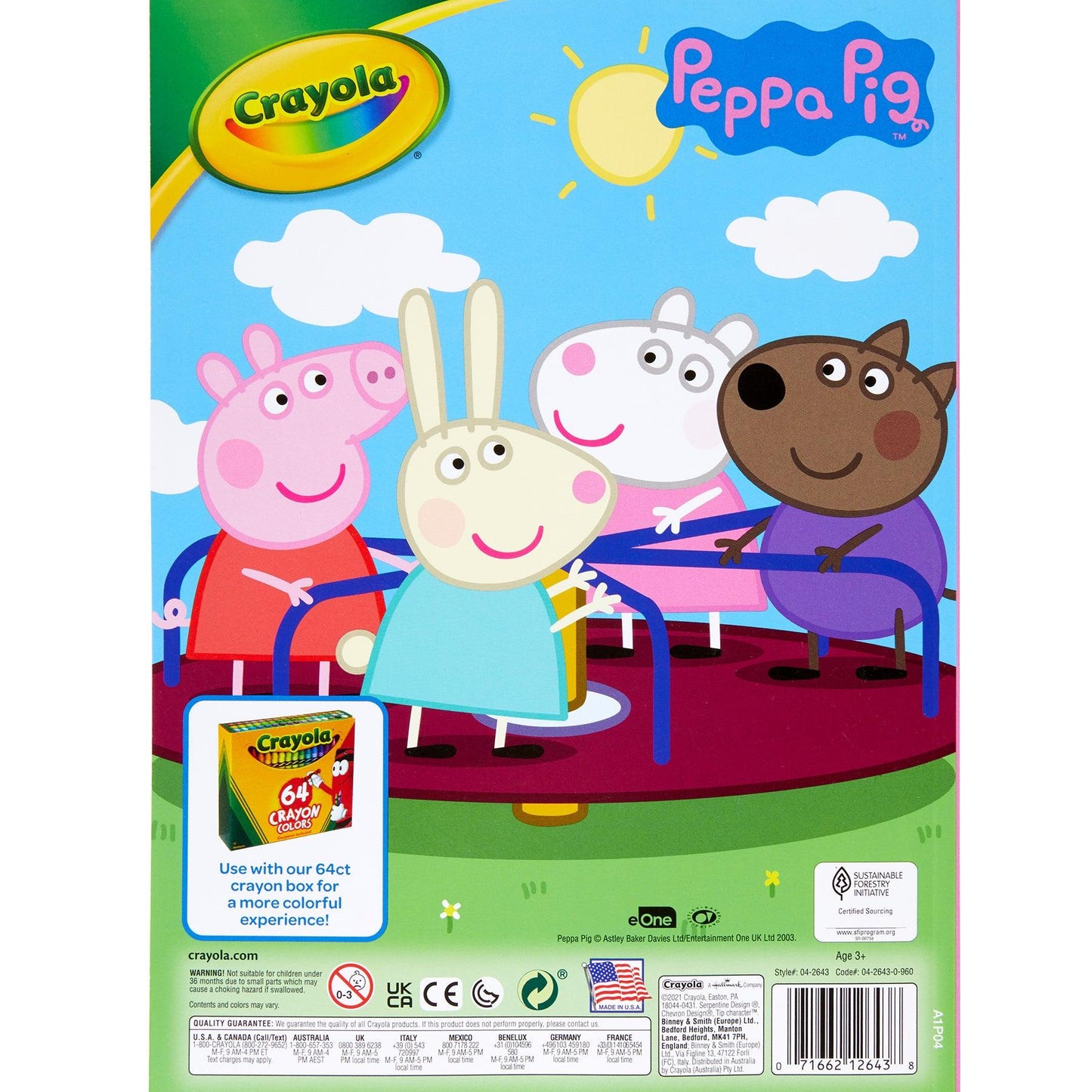 Coloring Book, Peppa Pig, 96 Pages, Pack of 8 - Loomini