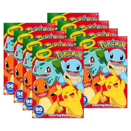 Coloring Book, Pokemon, 96 Pages, Pack of 8 - Loomini