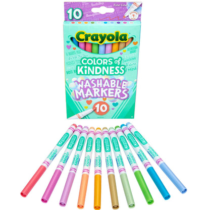 Colors of Kindness Fine Line Washable Markers, 10 Per Pack, 6 Packs - Loomini