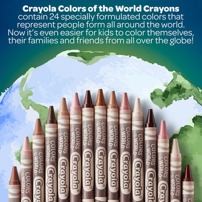 Colors of the World Crayons, 24 Per Pack, 12 Packs - Loomini