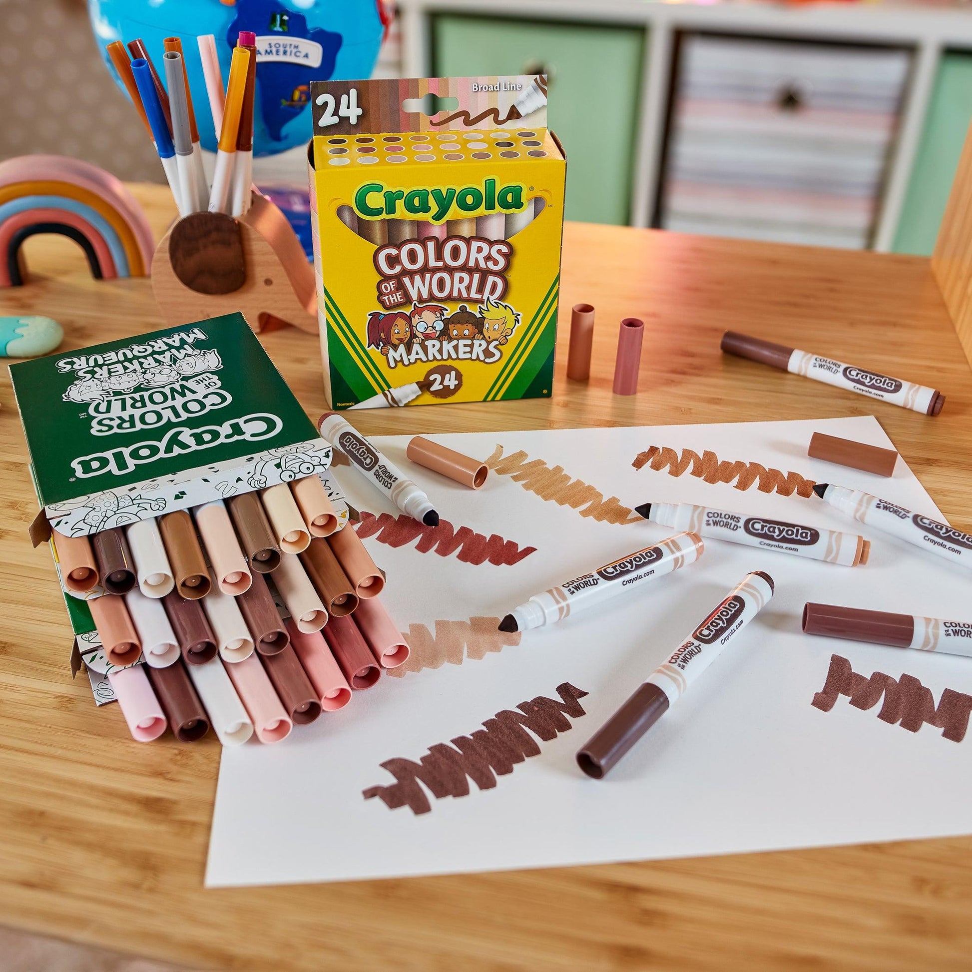Colors of the World Markers, 24 Per Pack, 2 Packs - Loomini