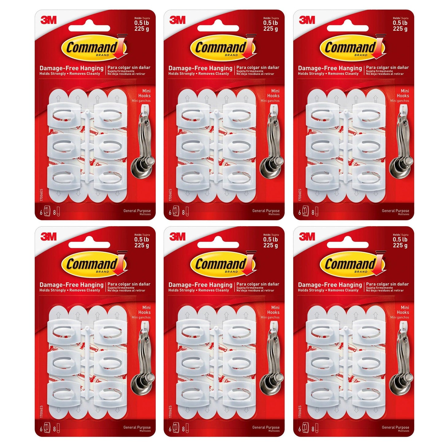 Command™ Mini Hooks, White, 6 Per Pack, 6 Packs - Loomini