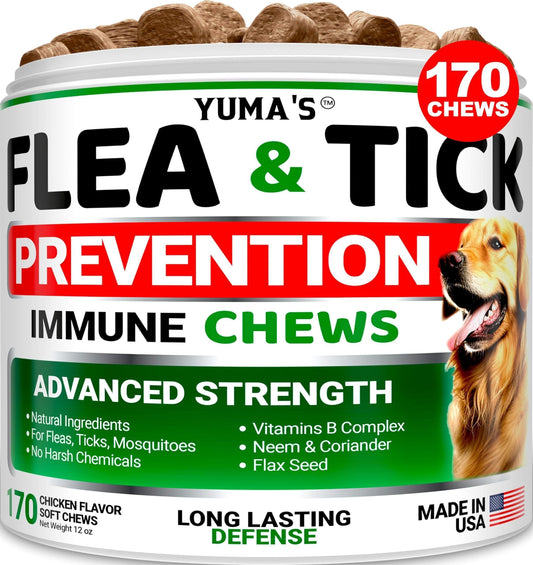 Complete Flea and Tick Chews Soft Chewables Made in USA Gentle on Digestive System Veterinarian Formulated - Loomini