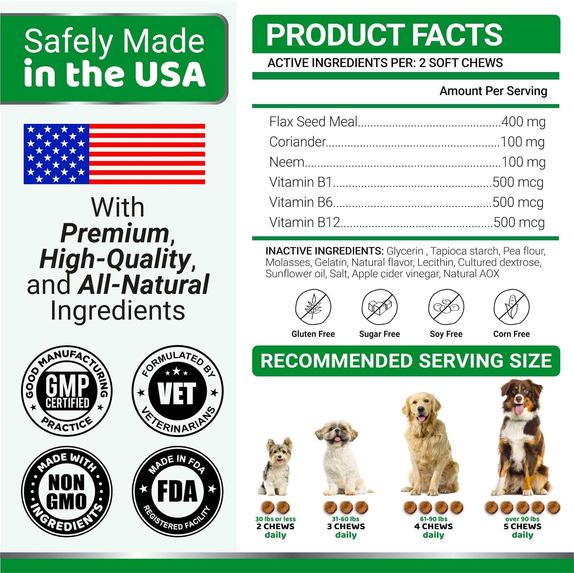 Complete Flea and Tick Chews Soft Chewables Made in USA Gentle on Digestive System Veterinarian Formulated - Loomini