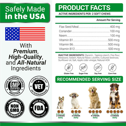 Complete Flea and Tick Chews Soft Chewables Made in USA Gentle on Digestive System Veterinarian Formulated - Loomini