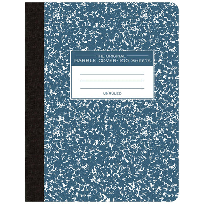 Composition Book, Unruled, 100 Sheets, 9.75" x 7.5", Blue Marble, Pack of 6 - Loomini