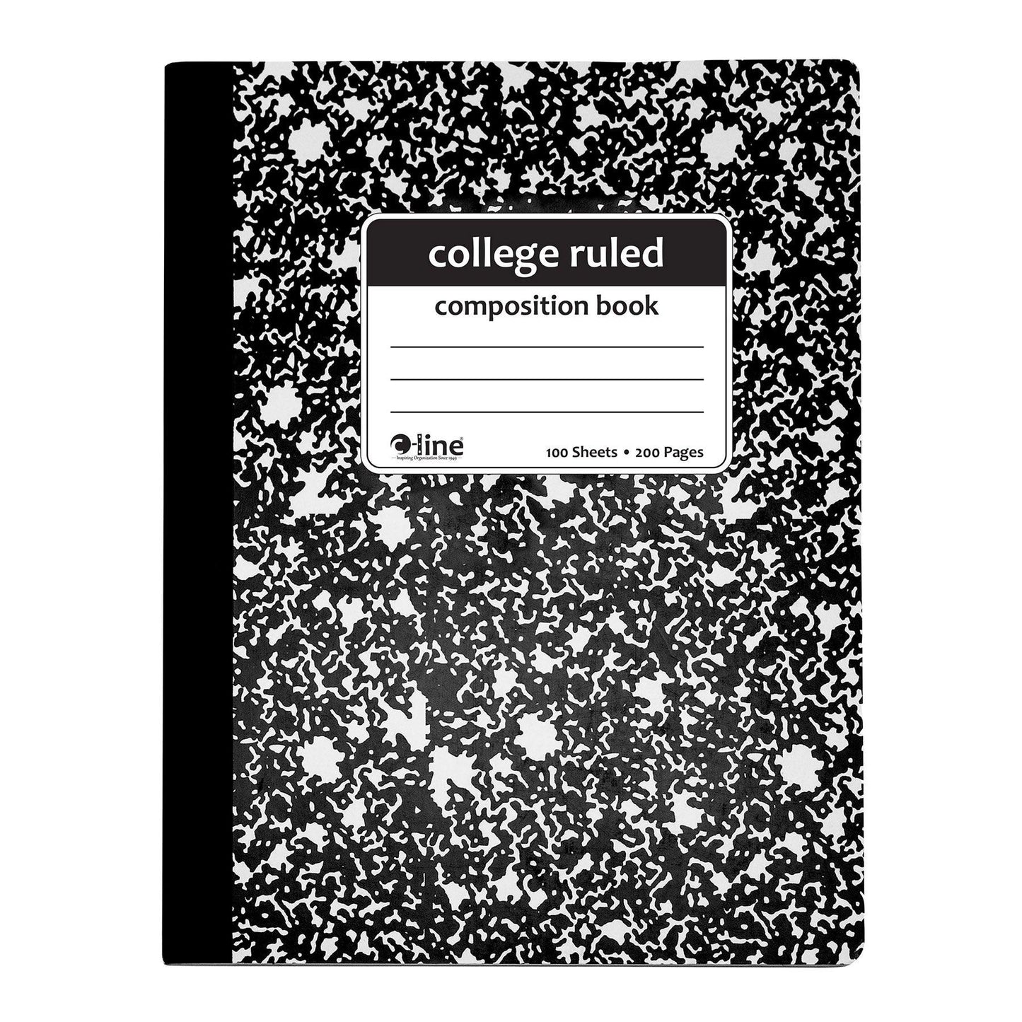 Composition Notebook, 100 Page, College Ruled, Black Marble, Pack of 12 - Loomini