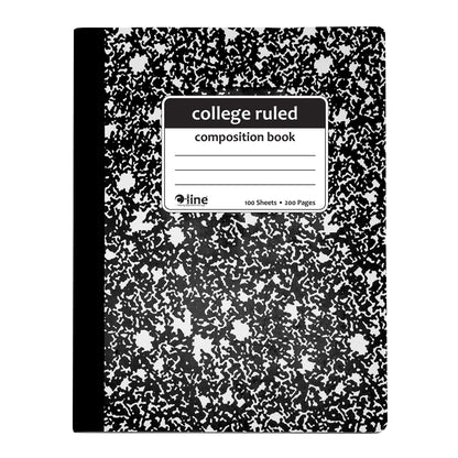Composition Notebook, 100 Page, College Ruled, Black Marble, Pack of 12 - Loomini